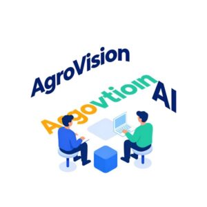 Изометрическая иллюстрация системы AgroVision AI для интеллектуального мониторинга сельского хозяйства от компании Хомеоскоп ИИ